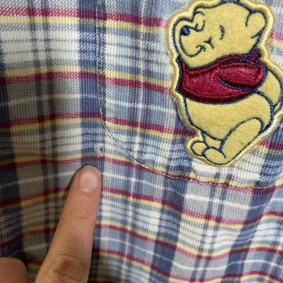 Vintage Disney Winnie the Pooh, flannel plaid button down shirt med - Picture 3 of 11